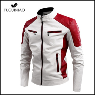 Fuguiniao เสื้อแจ็กเก็ตหนังเทียม สไตล์คลาสสิก คุณภาพสูง พลัสไซซ์ แฟชั่นฤดูใบไม้ร่วง ฤดูหนาว สําหรับผู้ชาย ไซซ์ 5XL