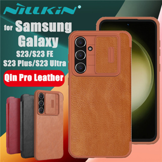 For Samsung S23 Ultra Nillkin Qin Leather Flip Cover Slide Camera Lens Protection Case For Galaxy S23 Fe Plus Book Case