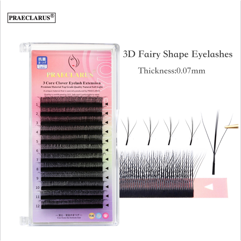 PRAECLARUS 3D นางฟ้า การต่อขนตา พรีเมี่ยมวัสดุ PBT ความหนาถักด้วยมือ 0. ...