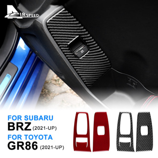 สติกเกอร์คาร์บอนไฟเบอร์ ติดปุ่มสวิตช์หน้าต่างรถยนต์ สําหรับ Subaru BRZ Toyota GR86 21-23