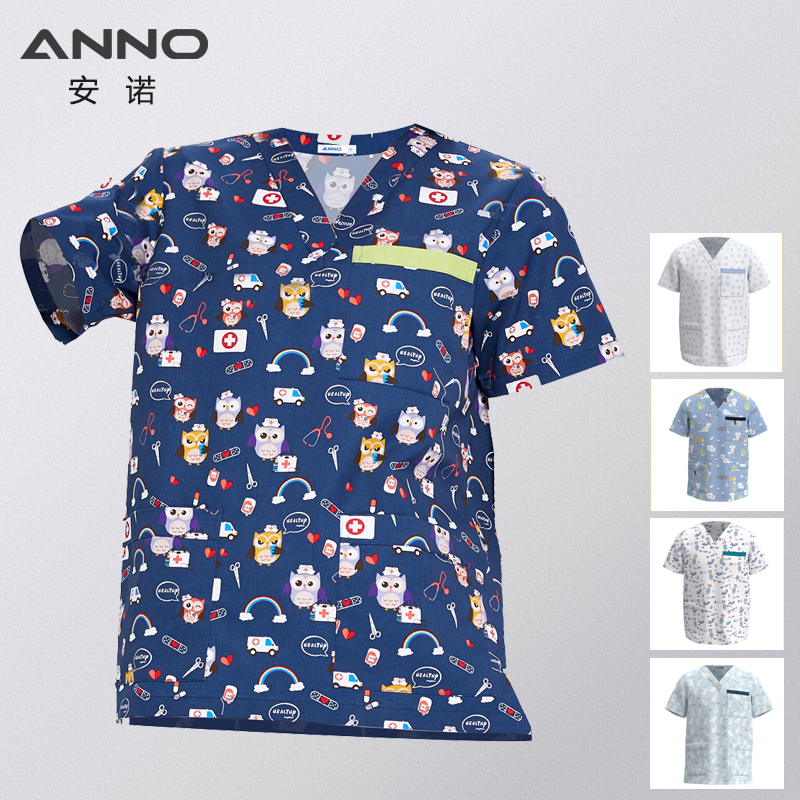 anno-เจ้าหน้าที่โรงพยาบาลเสื้อผ้าทางการแพทย์ขัดเสื้อชุดพยาบาลสําหรับชายหญิงทันตกรรมคลินิกวัสดุชุดพยาบาลเสื้อ