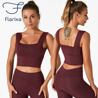 Flarixa สปอร์ตบรา ไร้รอยต่อ ยืดหยุ่นสูง ดันทรง กางเกงกีฬา กางเกงออกกําลังกาย วิ่ง เสื้อกล้าม กันกระแทก โยคะ แห้งเร็ว เสื้อผ้ายิม