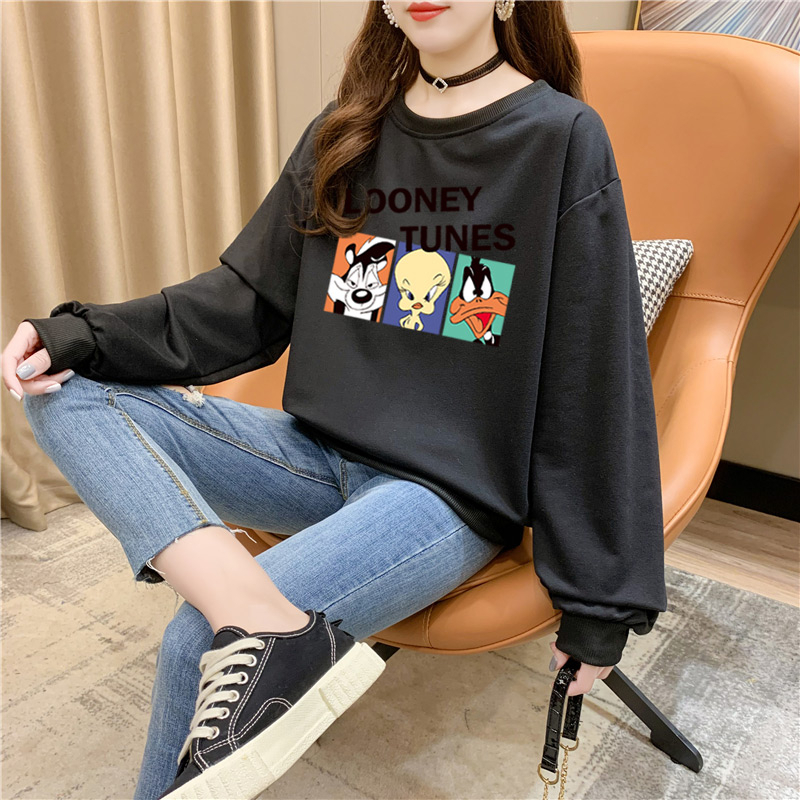 ใหม่-เสื้อกันหนาว-คอกลม-แขนยาว-พิมพ์ลายการ์ตูนน่ารัก-ทรงหลวม-ขนาดใหญ่-สําหรับผู้หญิง