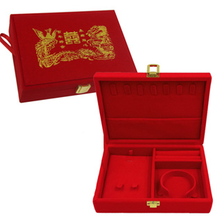 [Baosity]  กล่องกํามะหยี่ใส่เครื่องประดับ แบบพกพา Wedding Jewelry Accessories Multipurpose Red Velvet Box/Velvet Jewelry Tray/Jewelry Storage Box For Bracelet Necklace Gift Brocade Box Multi-Piece Set Box Dowry Dowry Wedding