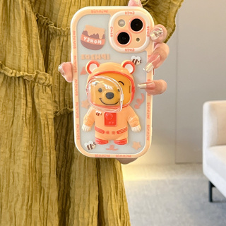 เคสโทรศัพท์มือถือ กันกระแทก ลายการ์ตูนหมีพูห์ พร้อมขาตั้ง สําหรับ iPhone 15 14promax 14 13 12 12promax 11