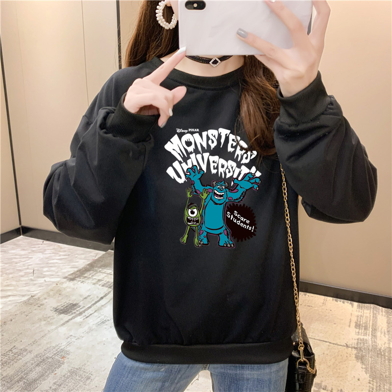 เสื้อกันหนาว-คอกลม-แขนยาว-พิมพ์ลายมอนสเตอร์-ทรงหลวม-ขนาดใหญ่-สําหรับผู้หญิง