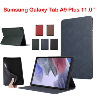 เคสหนัง PU ฝาพับ กันเหงื่อ พร้อมช่องใส่บัตร ตั้งได้ แฟชั่นเรียบง่าย สําหรับ Samsung Galaxy Tab A9 Plus 11.0 นิ้ว Flip Book Galaxy Tab A 9 Plus 11.0 นิ้ว 2023