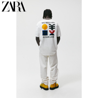 Zara ใหม่ เสื้อยืดแขนสั้น พิมพ์ลาย Marco Oggian สําหรับผู้ชาย 00679404251