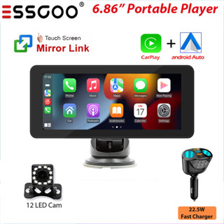 Essgoo 6.86 นิ้ววิทยุไร้สาย CarPlay เครื่องเล่นมัลติมีเดียสำหรับรถยนต์