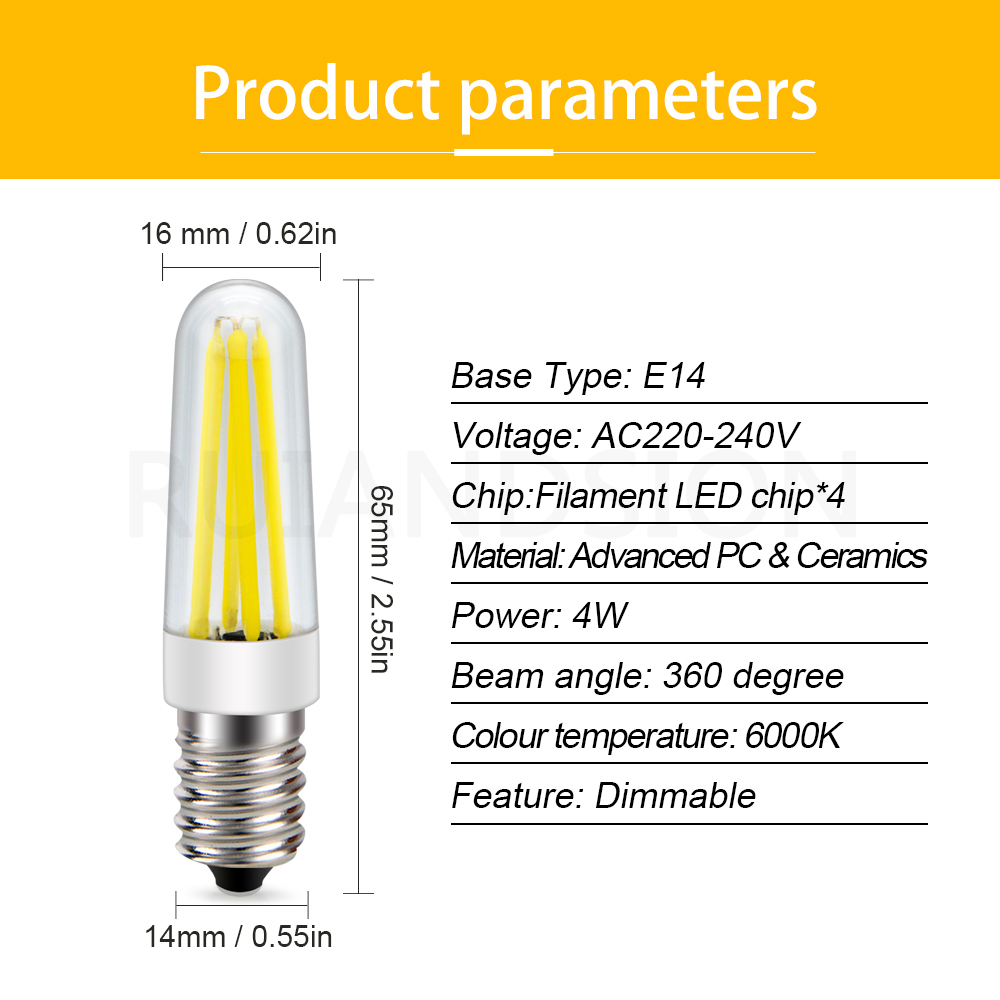 Ruiandsion 2W 4W E14 G9 หลอดไฟ LED 4 ดวง หรี่แสงได้ 220-240V 2700K สี ...