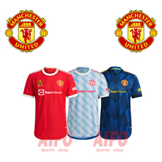 เสื้อกีฬาแขนสั้น ลายทีมชาติฟุตบอล MU 2021 22 ชุดเยือน สไตล์เรโทร คุณภาพสูง สําหรับผู้ชาย