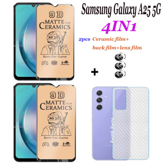 (4 In 1 ) ฟิล์มกระจกนิรภัยเซรามิค และฟิล์มเลนส์ 1 ชิ้น และฟิล์มด้านหลัง 1 ชิ้น สําหรับ Samsung Galaxy A25 5G A23 A24 5G A54 A34 A53