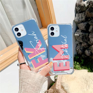 เคสโทรศัพท์มือถือกระจก กันกระแทก ลายชื่อเริ่มต้น สําหรับ iphone 14 13 12 Pro Max Mini SE2020 11 XS XR 7 8 Plus