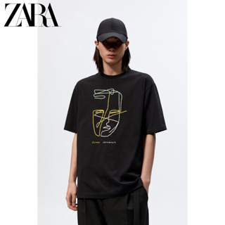 ใหม่ เสื้อยืด ผ้าฝ้าย พิมพ์ลาย Zara FS34H สําหรับผู้ชาย คู่รัก