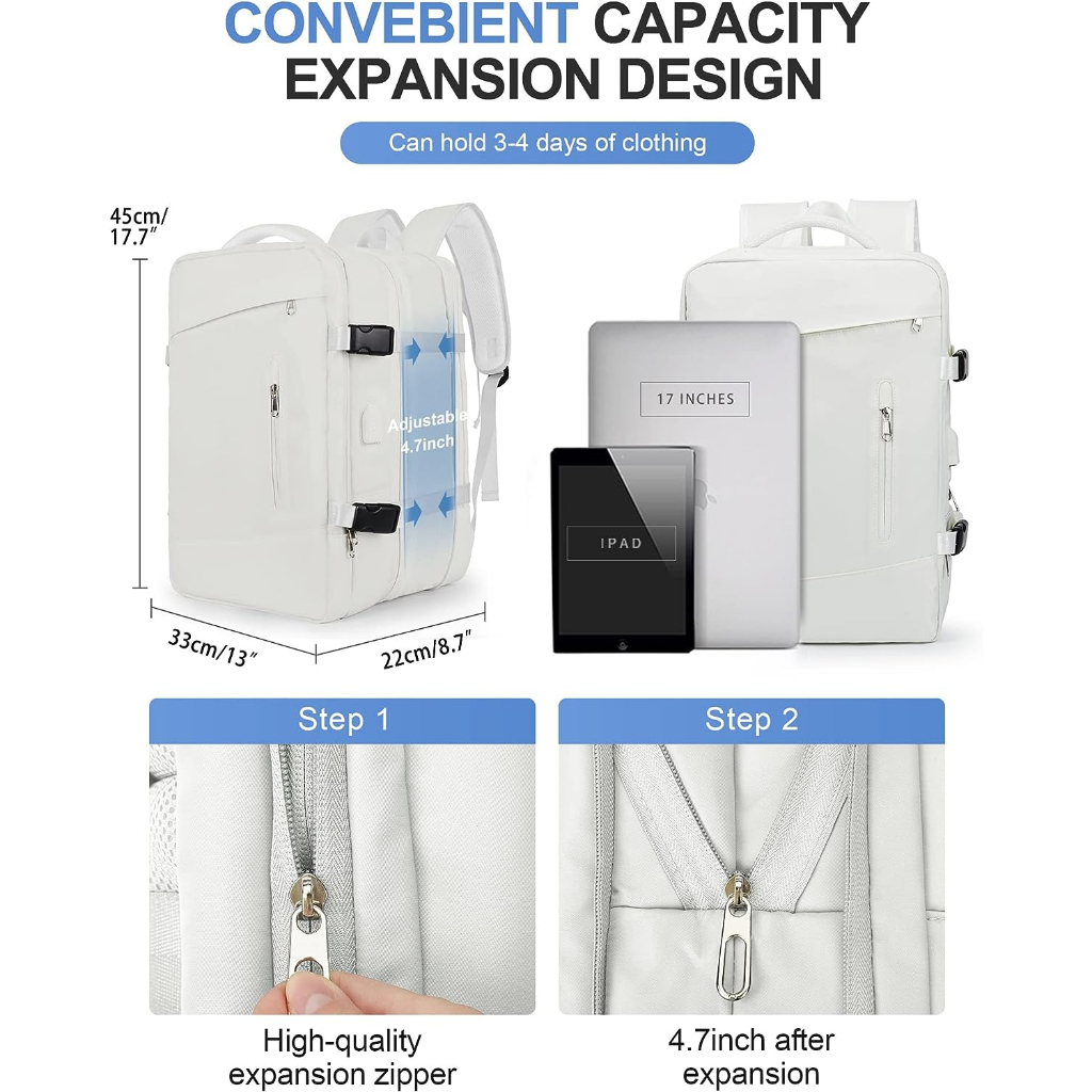 กระเป๋าเป้สะพายหลัง-ขนาดใหญ่-จุของได้เยอะ-40-ลิตร-กันน้ํา-ขยายได้-พร้อมพอร์ตชาร์จ-usb-เหมาะกับการพกพาเดินทาง-สําหรับผู้หญิง