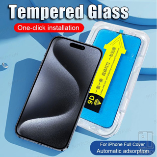 For iPhone 15 14 11 12 13 Pro Max Screen Protector XR Xr XS Max One-click installation Tempered Glass Protective Film Accessories