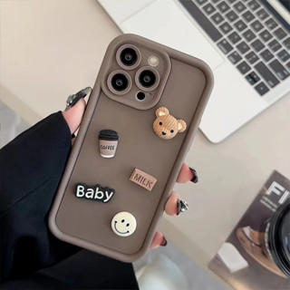 เคสโทรศัพท์มือถือ กันกระแทก ลายหมีน่ารัก สีน้ําตาล สําหรับ iPhone 11 11promax 12 12pro 12promax 13 13promax 14 14promax