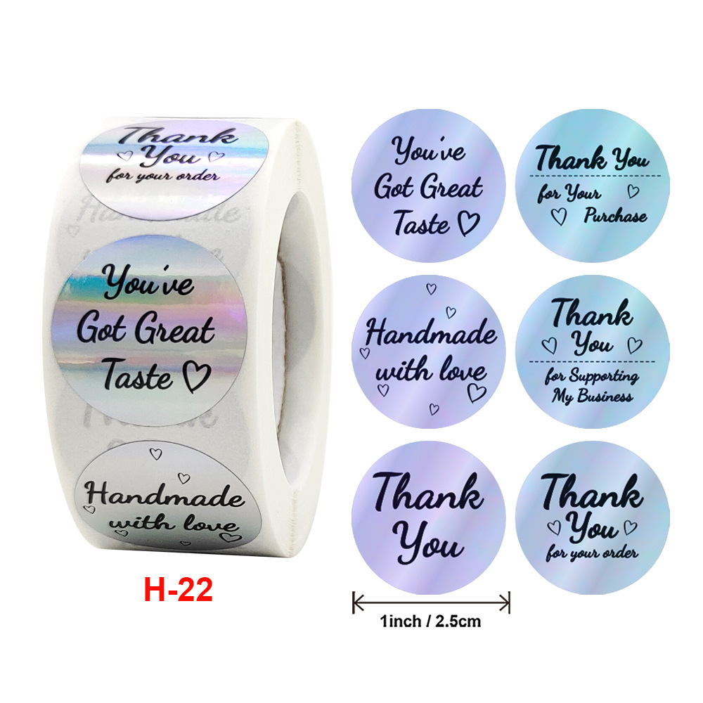 สติกเกอร์ฉลากเลเซอร์-ลายดอกไม้-thank-you-สีรุ้ง-สําหรับตกแต่ง-500-ชิ้น-ต่อม้วน