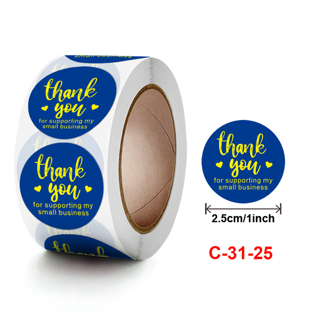 สติกเกอร์-ลาย-thank-you-thank-you-สีโรสโกลด์-สีน้ําเงินเข้ม-สําหรับติดตกแต่ง-500-ชิ้น-ต่อม้วน