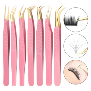 Cotremyp แหนบต่อขนตา สเตนเลส ความแม่นยําสูง ป้องกันไฟฟ้าสถิตย์ สีชมพู 1 ชิ้น