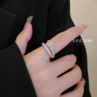 Drejew แหวนนิ้วชี้ ประดับเพทาย รูปงู สไตล์เกาหลี หรูหรา เครื่องประดับ สําหรับผู้หญิง