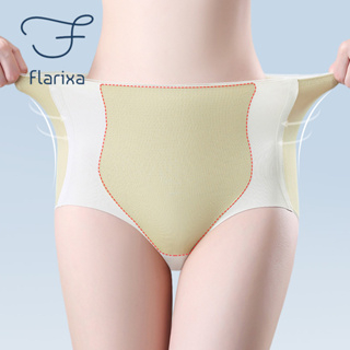 Flarixa กางเกงชั้นใน เอวสูง ผ้าเรยอน ไร้รอยต่อ ระบายอากาศ ป้องกันแบคทีเรีย สําหรับผู้หญิง