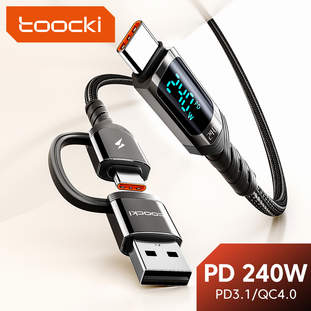 Toocki 2-In-1 สายชาร์จเร็ว 240W PD3.1 QC4.0 USB Type C เป็น Type C ...