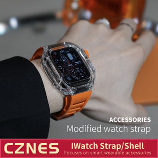 [High-End Quality] สายนาฬิกาข้อมือซิลิโคนใส ดัดแปลง สําหรับ IWatch S8 S7 6 SE 5 7 44 มม. 45 มม.