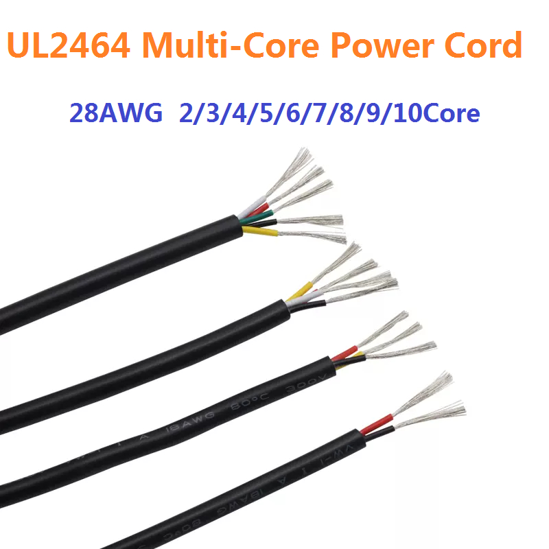 Cavo Elettrico Flessibile UL2464 28AWG, 2/3/4/5/6/8/10 Conduttori, Per Controllo Segnale E Alimentazione, Guaina Nera.