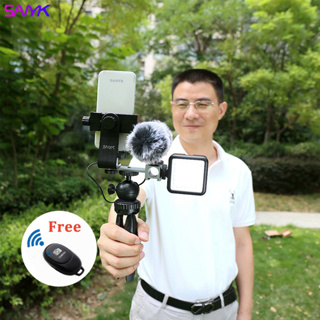 Sanyk ชุดขาตั้งกล้องวิดีโอ กันสั่น Vlog กันสะเทือน ขาตั้งไมโครโฟน ไฟ Led สําหรับกล้อง GoPro SLR ถ่ายภาพ ถ่ายทอดสด
