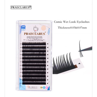 PRAECLARUS Comic Wet Look Eyelashes  Thickness 0.05mm การ์ตูน เปียก Lashes Wet Look Fairy Eyelash extension Volume Eyelashes Premium Materials Natural Soft Wet look Lashes