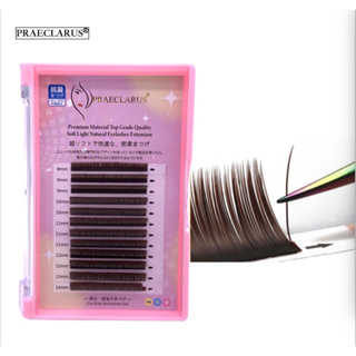 PRAECLARUS Brown Color Flat Ellipse Eyelash Extension  thickness 0.15mm Premium Materials Split tips Individual Natural Soft Mink fur Eyelash Extension Ellipse Flat Lashes