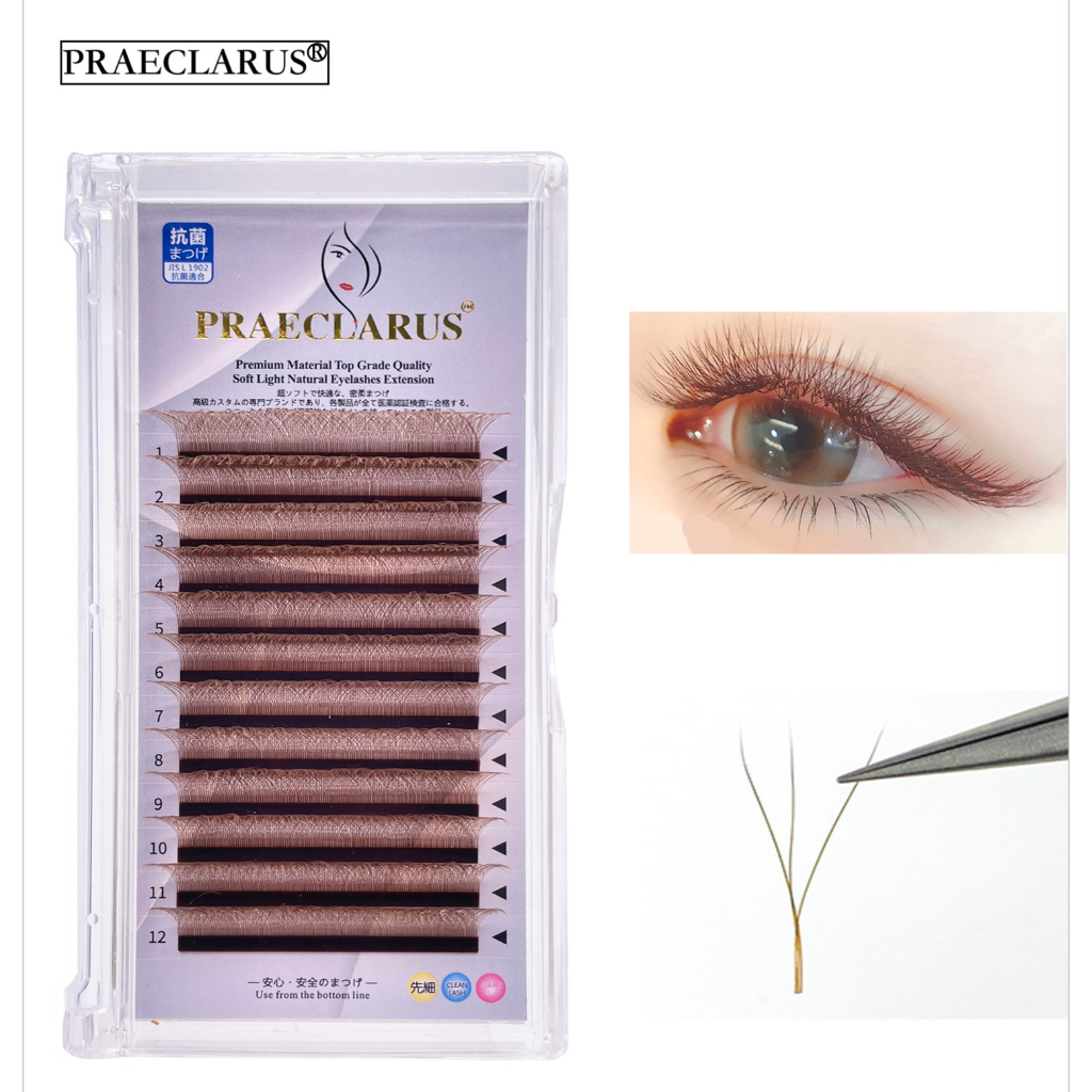 praeclarus-coffee-color-3d-w-shape-eyelash-extensions-ขนตาปลอม-ขนมิงค์นิ่ม-3d-ขนโคลเวอร์-0-07-มม-สีกาแฟ