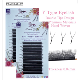 Fancy Cilia Y Type Eyelashes Extension ขนตา Y Fancy Hand Woven Mink Lashes Natural Soft Double Tips Thickness 0.07mm Y Shape Eyelashes Extension ขนตาแฟนซี fancycilia eyelash  ขนตา fancy