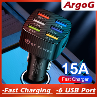 【ArgoG】อุปกรณ์ชาร์จรถยนต์ ชาร์จเร็ว หัวชาร์จรถยนต์ USB พอร์ต 6 พอร์ต สำหรับรถยนต์ 12-24V