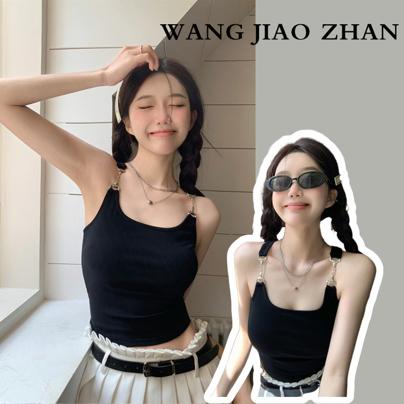 wang-jiao-zhan-เสื้อสายเดี่ยว-แขนกุด-เปิดหลังเซ็กซี่-เข้ารูป-สีพื้น-สําหรับผู้หญิง