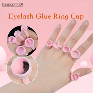 PRAECLARUS ถ้วยแหวนกาวติดขนตาปลอม แบบพกพา 100 ชิ้น Eyelash Glue Ring Cup