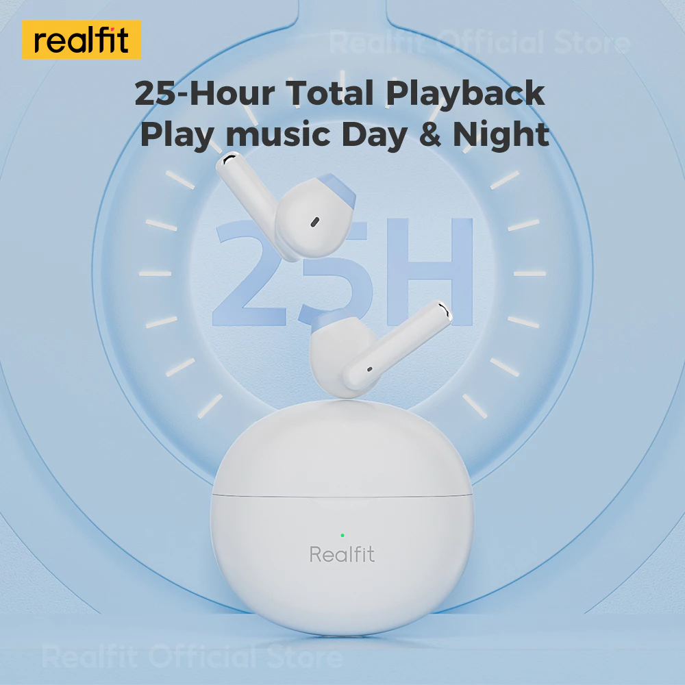 realfit F2 หูฟังบลูทูธไร้สาย พร้อมไมโครโฟน Bass หูฟัง เล่นได้นาน