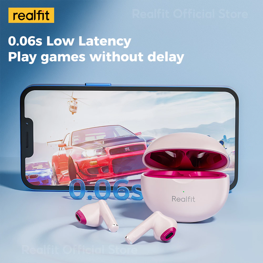 realfit F2 หูฟังบลูทูธไร้สาย พร้อมไมโครโฟน Bass หูฟัง เล่นได้นาน