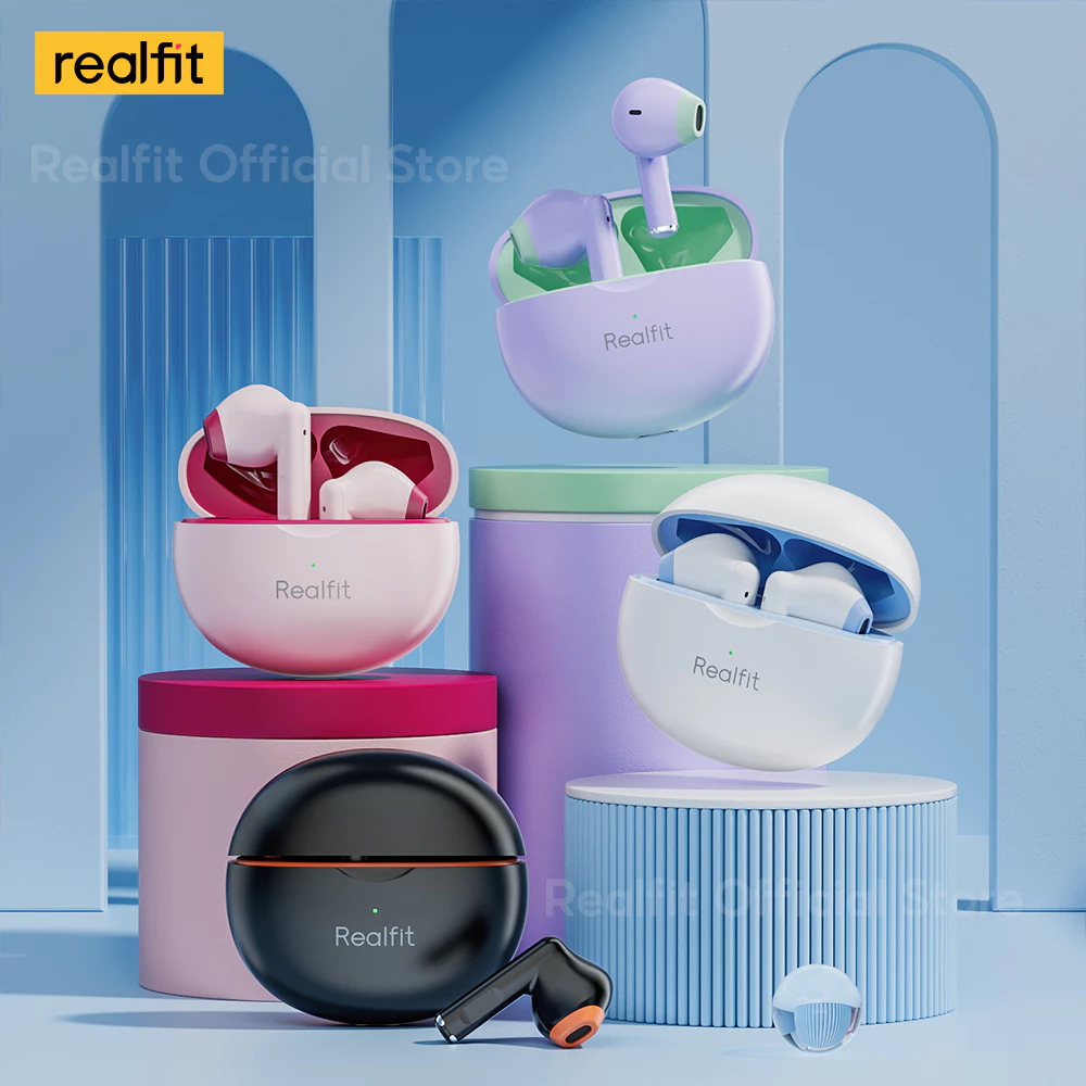 realfit F2 หูฟังบลูทูธไร้สาย พร้อมไมโครโฟน Bass หูฟัง เล่นได้นาน