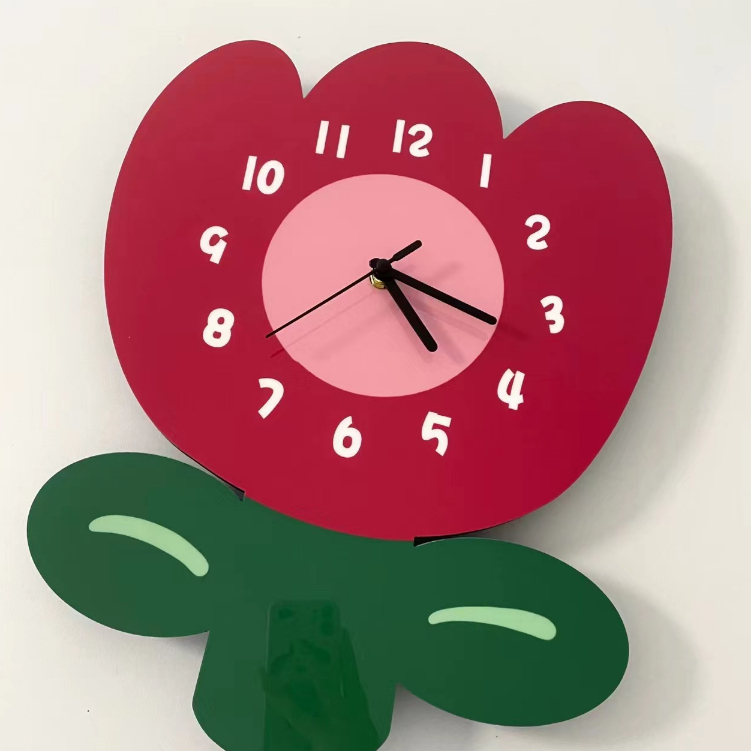 นาฬิกาแขวนผนัง-ลายการ์ตูนดอกทิวลิปน่ารัก-ของแท้-แบบสร้างสรรค์-ไร้เสียง-สําหรับตกแต่งบ้าน-ห้องนั่งเล่น-ร้านค้า