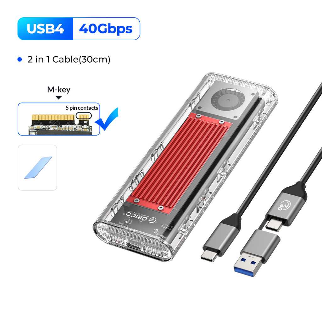 Orico NVMe SSD Enclosure 40Gbps M2 NVMe สําหรับ Thunderbolt สําหรับ  MacBook Pro (TCM2-U4)