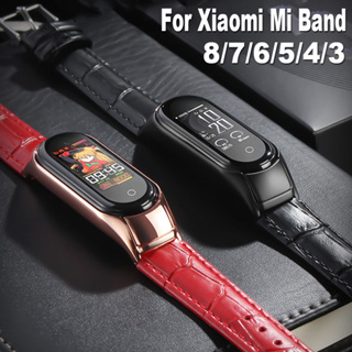 สายนาฬิกาข้อมือหนัง แบบเปลี่ยน สําหรับ Xiaomi Mi Band 8 7 6 5 4 3