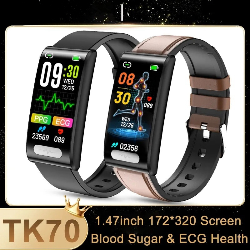 ใหม่ TK70 ECG+PPG สมาร์ทวอทช์ วัดอัตราการเต้นหัวใจ ความดันโลหิต IP67 ...