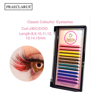 PRAECLARUS ขนตาปลอม ทรงกลม หนา 0.07 มม. แฮนด์เมด ดูเป็นธรรมชาติ คลาสสิก สีสันสดใส