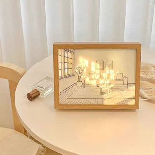 PLUTOSTYLE ไฟ LED ตกแต่งภาพวาดสไตล์อะนิเมะญี่ปุ่น Light Up Painting พร้อมไฟ 3 โหมด ปลั๊ก USB