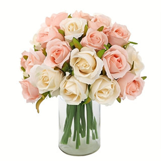 ภาพหน้าปกสินค้าช่อดอกกุหลาบปลอม ขนาดเล็ก 12 ช่อ สําหรับตกแต่งบ้าน งานแต่งงาน ที่เกี่ยวข้อง