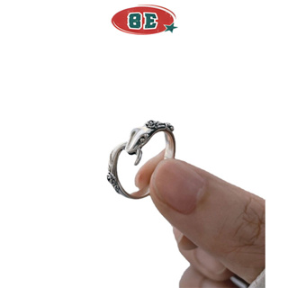แหวนงูคู่ย้อนยุคงูกัดหางกุหลาบงูแหวนคู่เปิดแหวนปรับได้