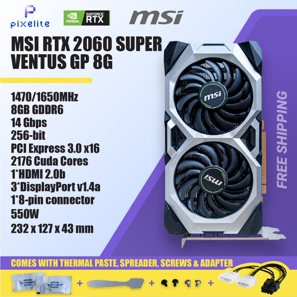 Msi RTX 2060 super 2060s Gddr6 กราฟิกการ ์ ด grafik GPU RTX2060super ...