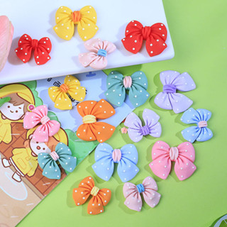 10 ชิ้น / เซต หลากสี โบซีรีส์ เรซิน หลังแบน ครีม กาว เคสโทรศัพท์ DIY เชือกรัดผม โบว์ อุปกรณ์เสริม